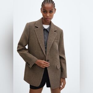 MANGO LAPELS HOUNDSTOOTH SUIT BLAZER